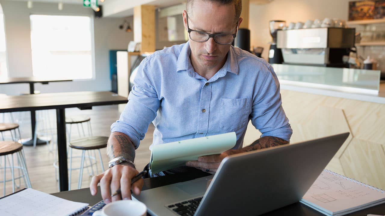 Man at home working