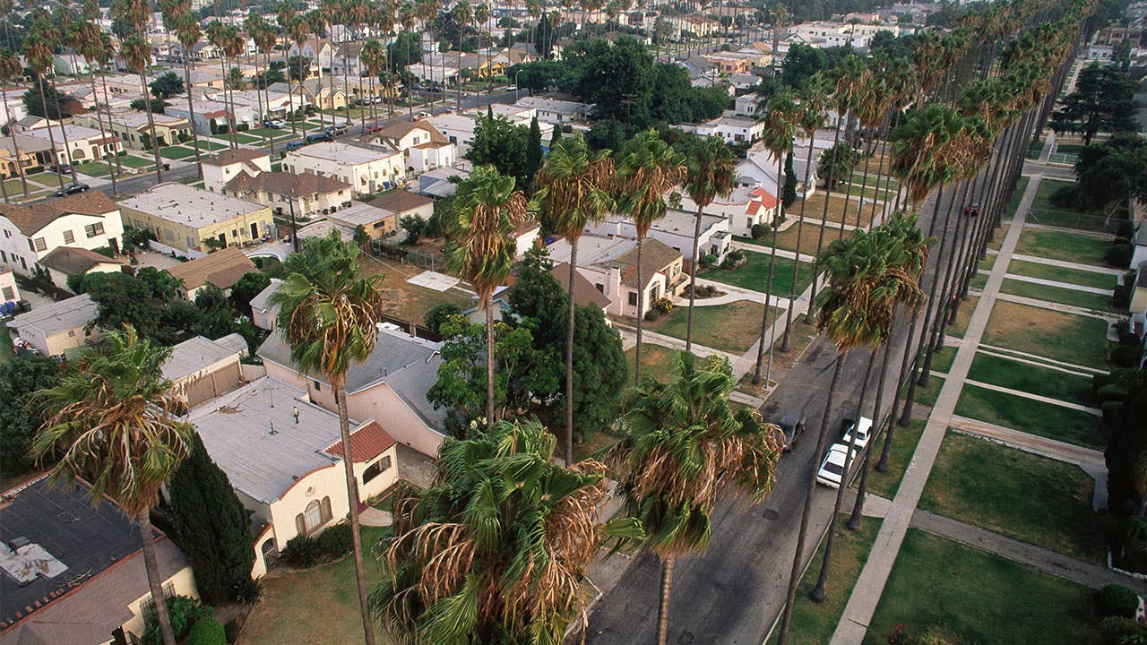 Aerial view of Los Angeles homes