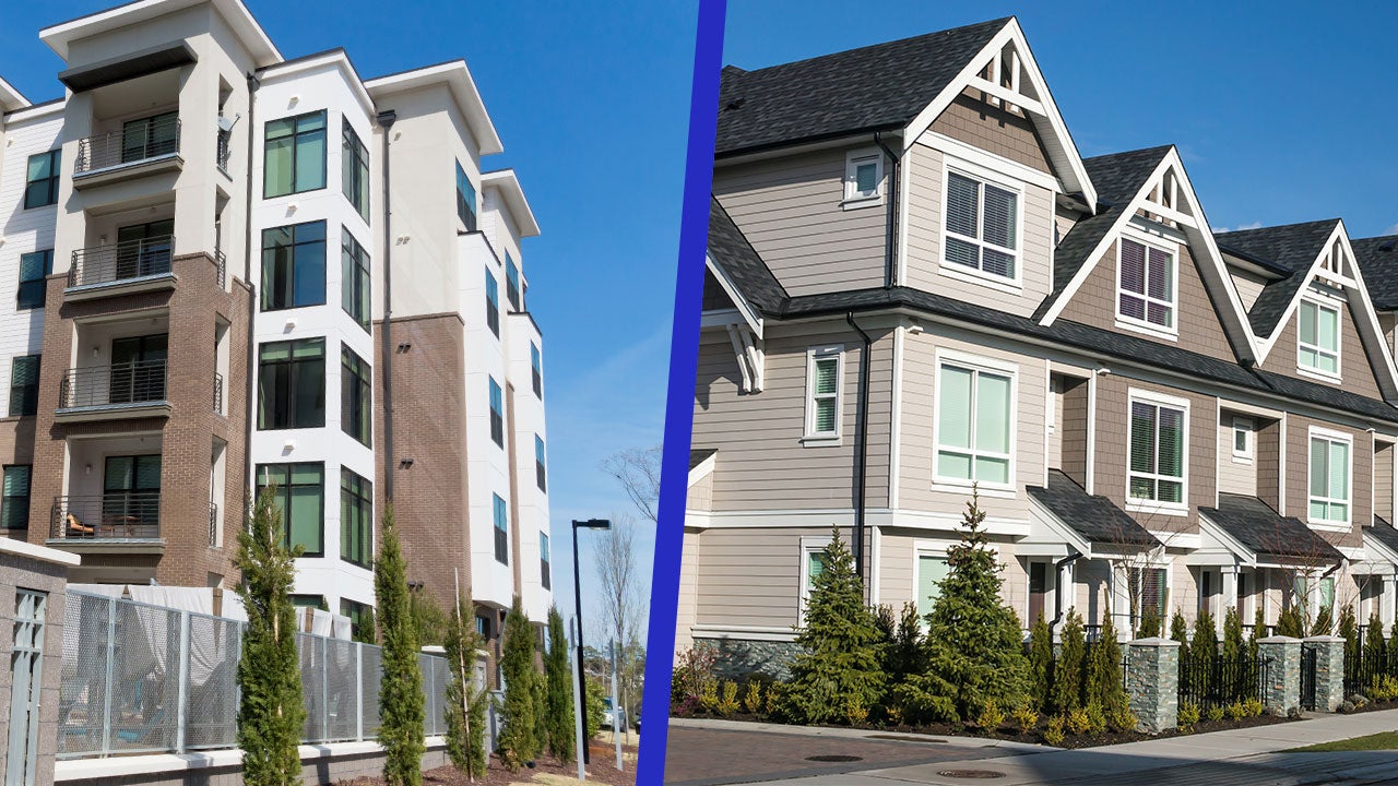 Side-by-side of a condo vs. a townhouse