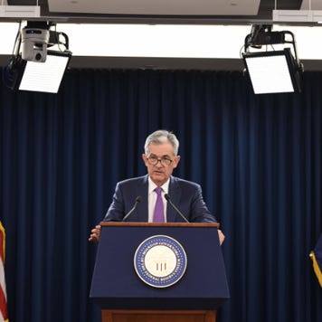 Federal Reserve Chairman Jerome Powell hosts news conference following interest-rate decision.