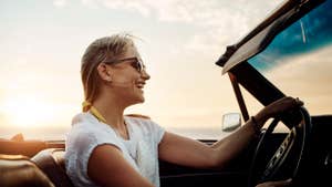 Woman taking a road trip
