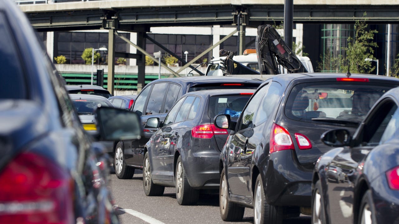 Cars on road in city