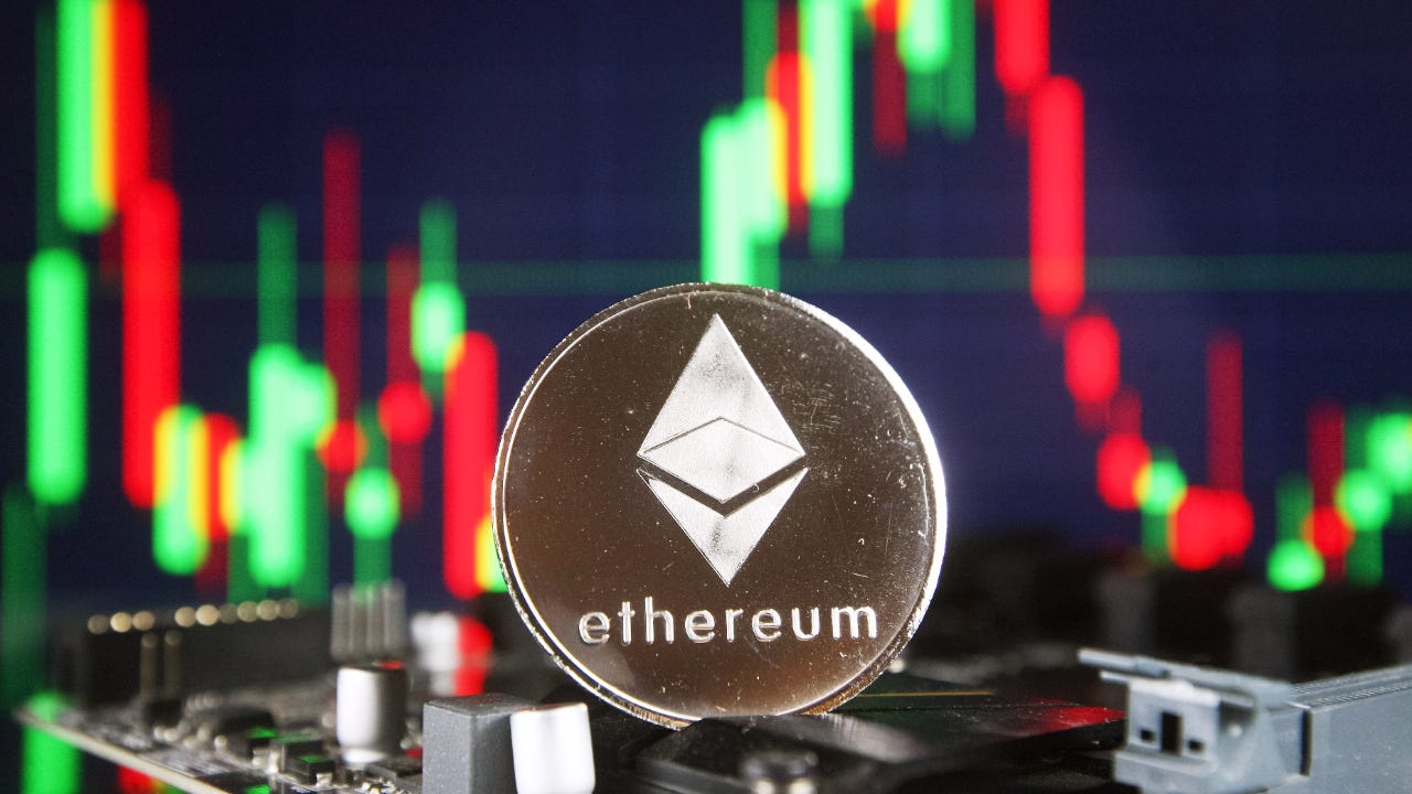 An artist's vision of an Ethereum coin