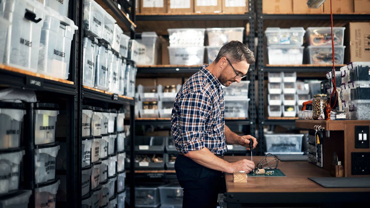 man working in his store workshop