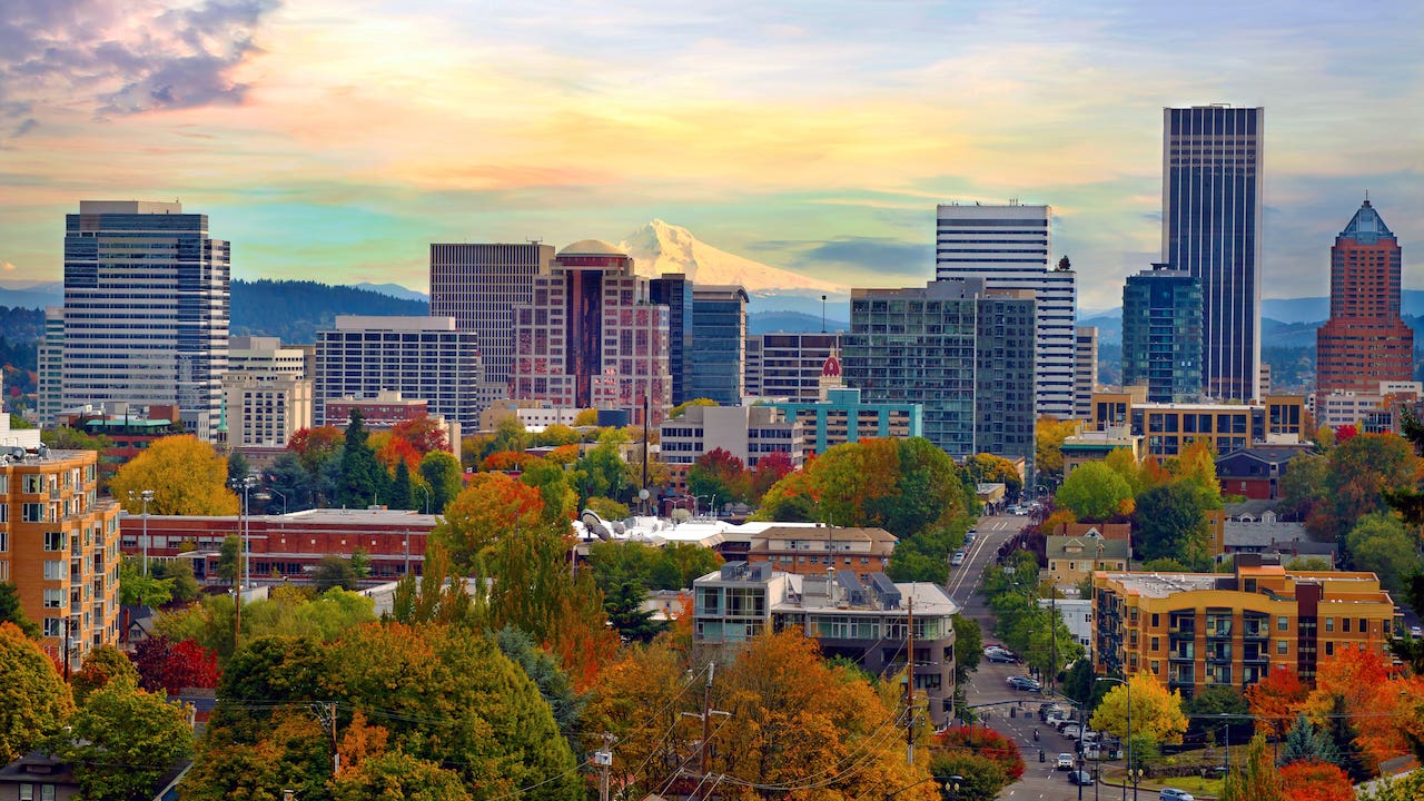 Portland Oregon Downtown Cityscape in the Fall