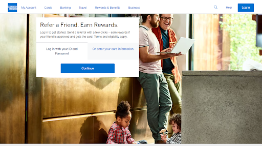 Amex's Refer a Friend web page