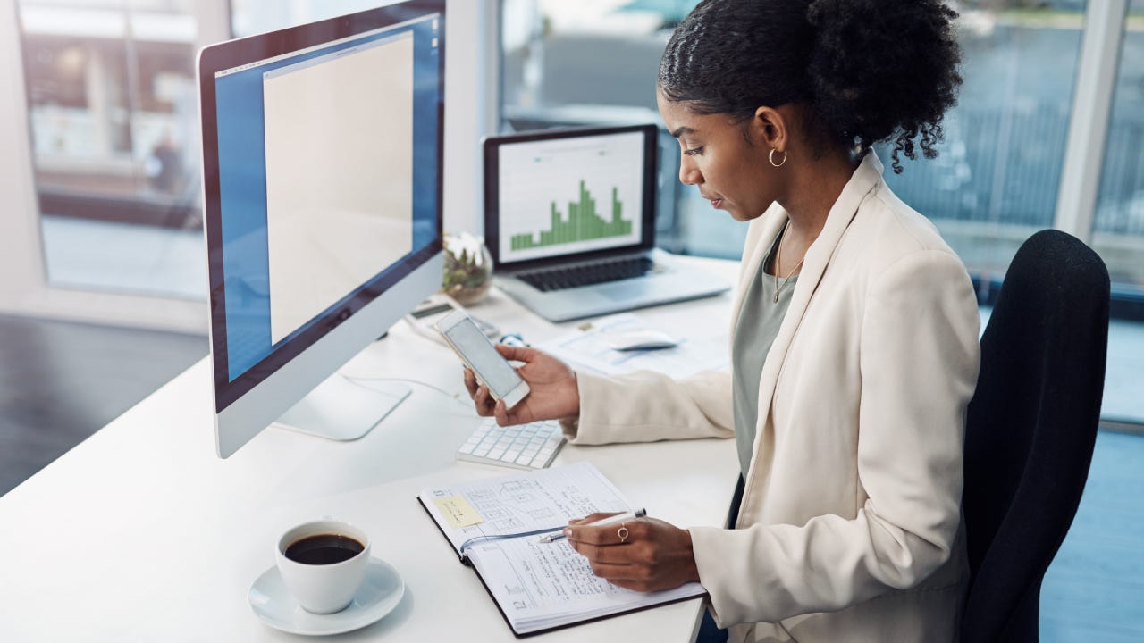 Woman working in a modern office space