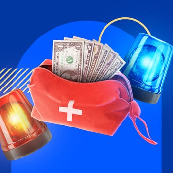 Money next to flashing sirens