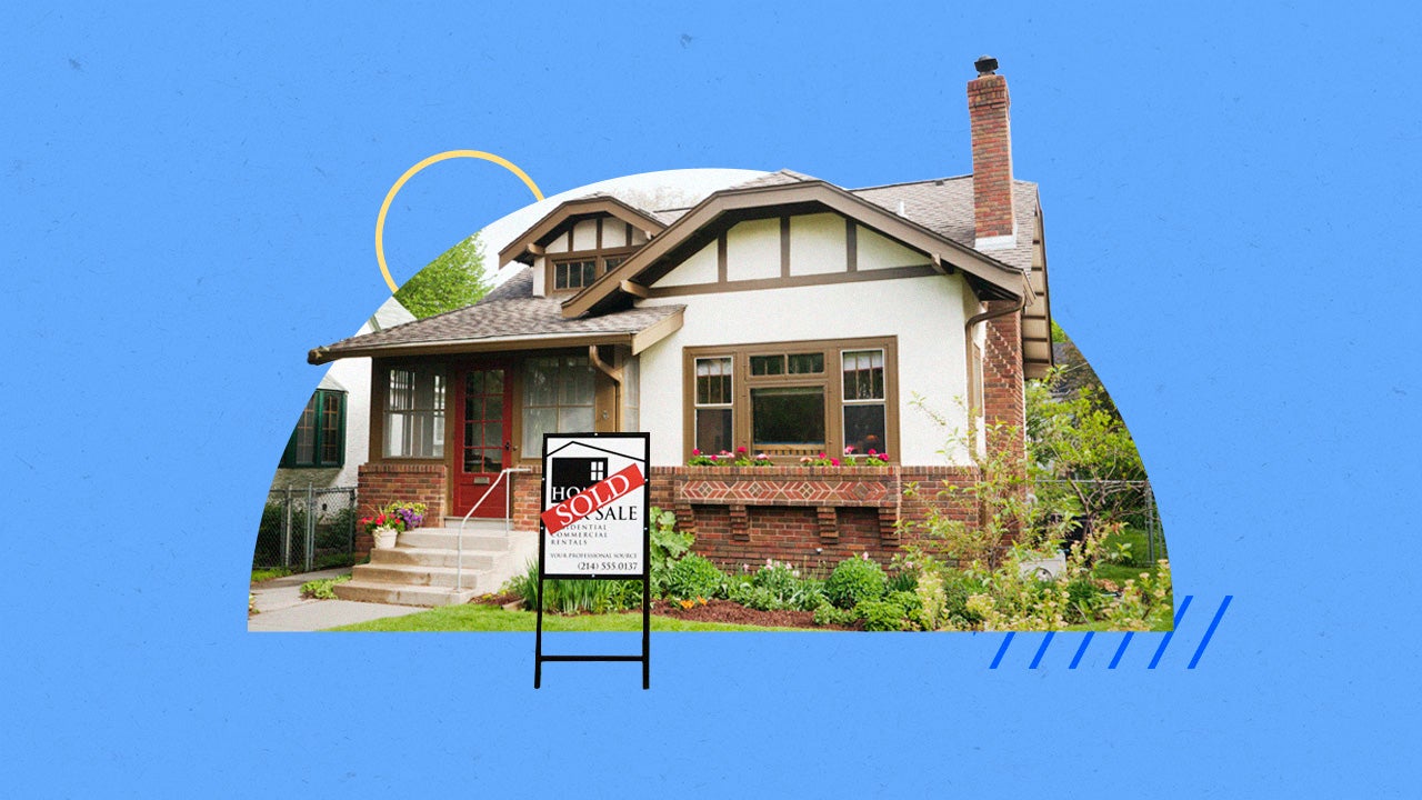 Illustrated collage featuring a house that has recently sold