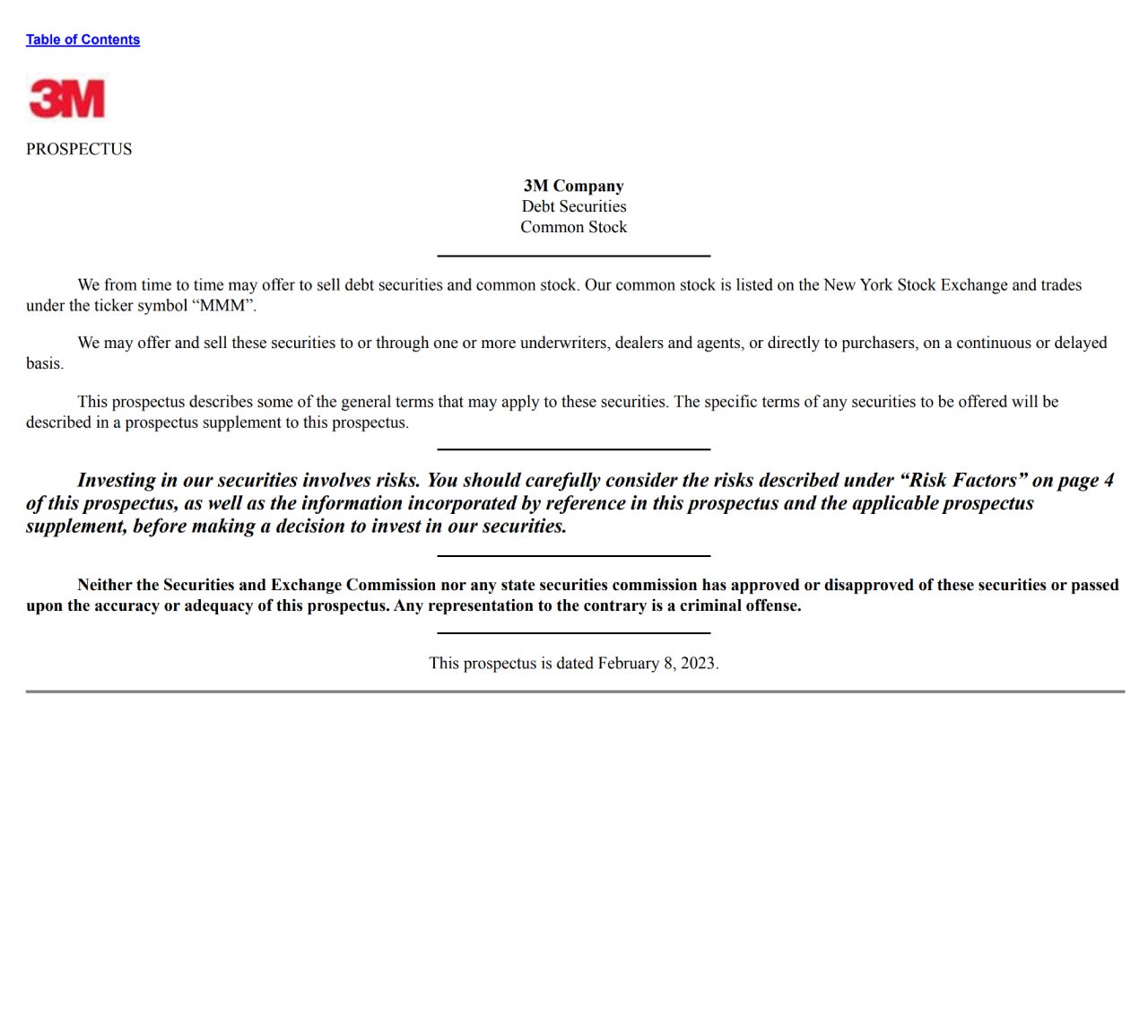 Example of a prospectus