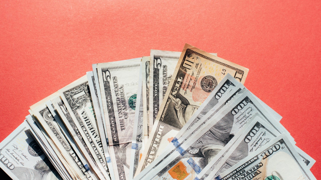 Dollars on a red background