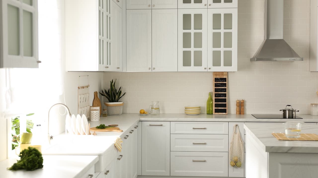 sunny new all-white remodeled kitchen