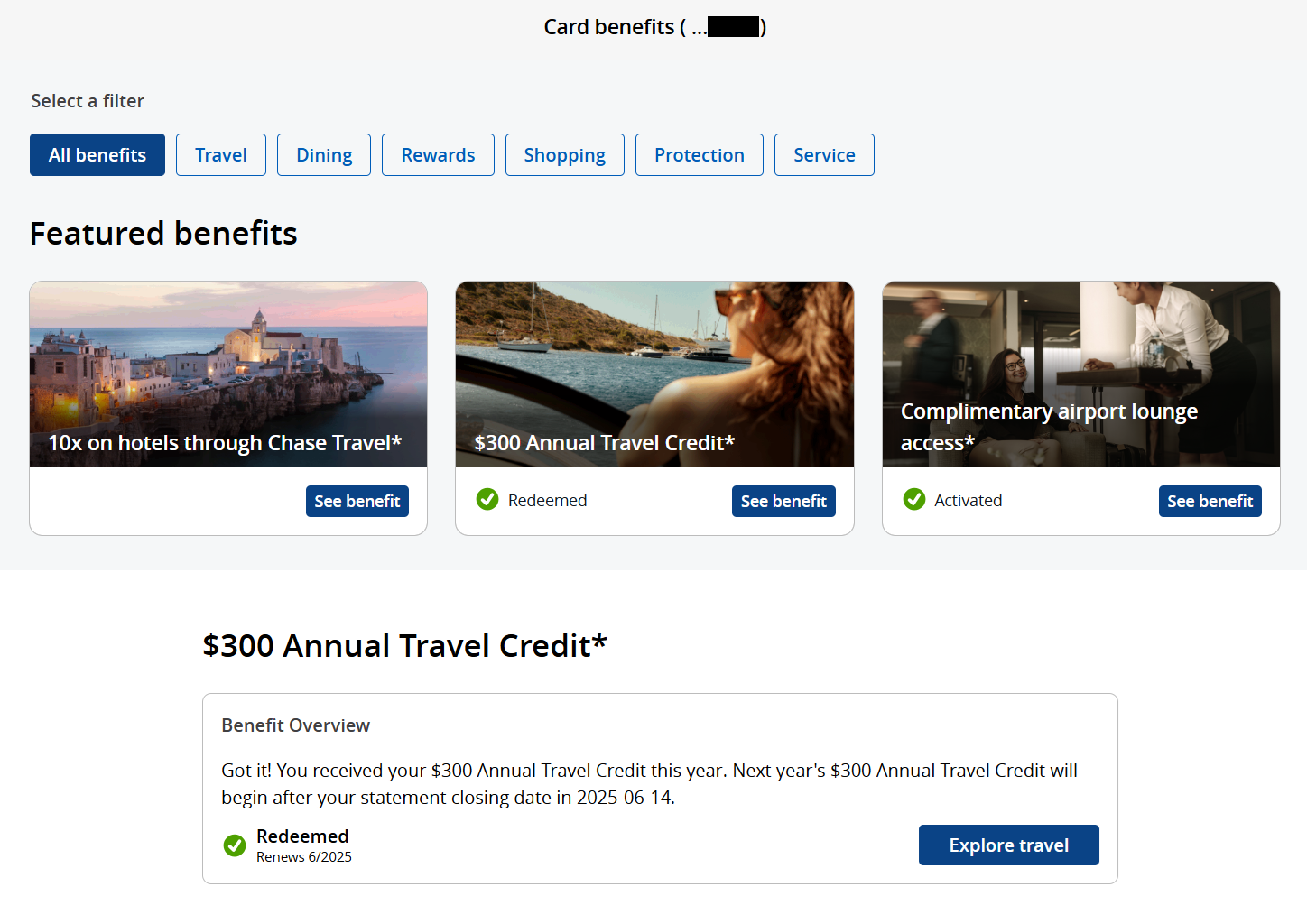 Screenshot from Chase Ultimate Rewards portal