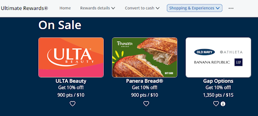 Redeem your points for gift cards