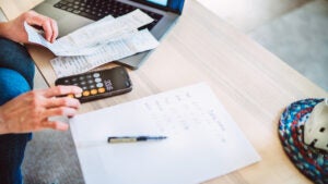 Person reviewing finances