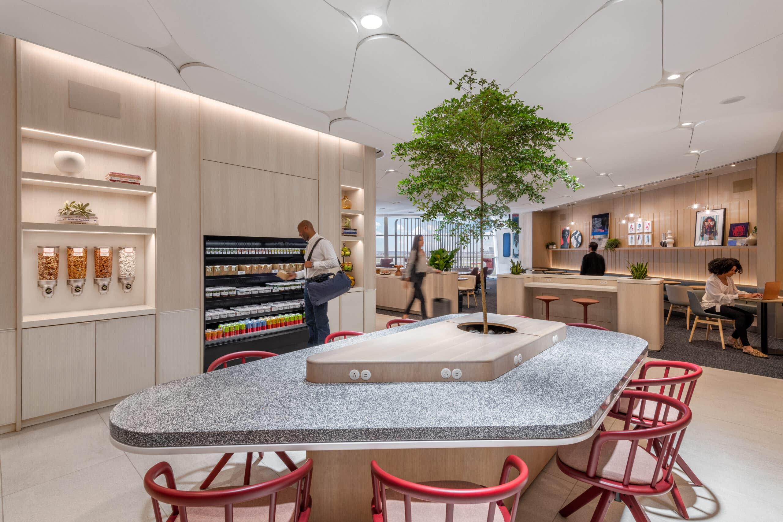 Eating area in the DFW Capital One lounge