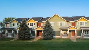 row of colorful homes in peoria illinois