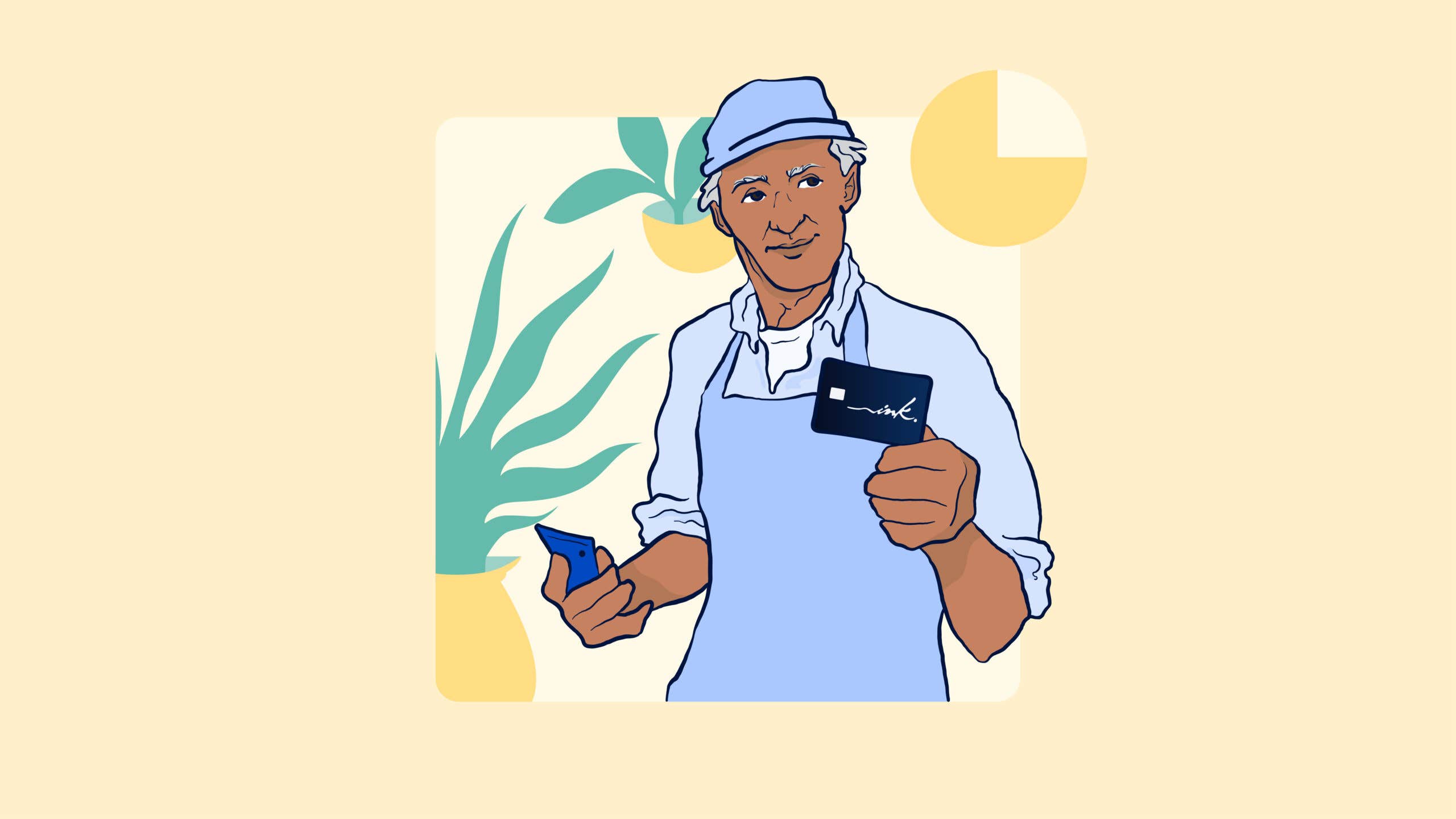Illustration of a man holding a credit card