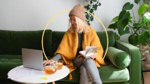 Small business owner at computer