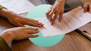 People reviewing documents