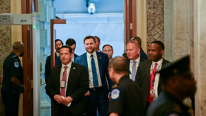 US Vice President JD Vance arrives at the US Capitol on Tuesday, July 1, 2025.