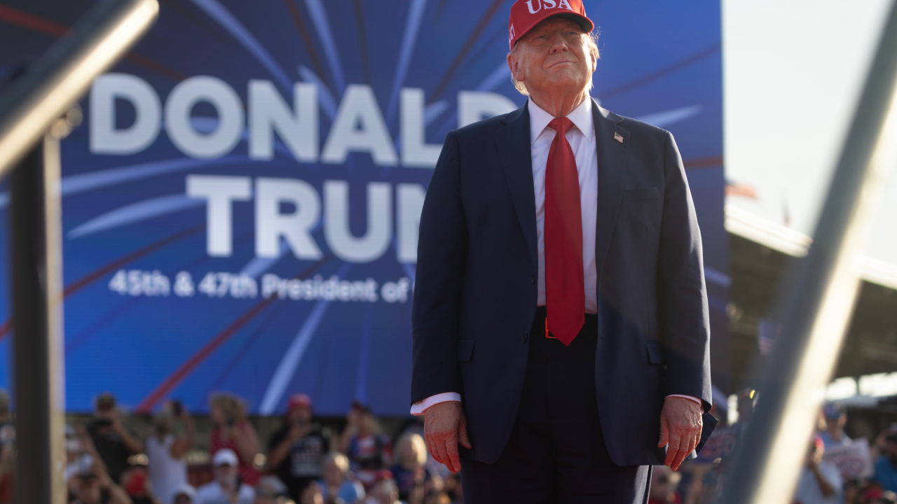 U.S. President Donald Trump arrives for a rally to kick off the July Fourth holiday weekend at the Iowa State Fairgrounds on July 03, 2025 in Des Moines, Iowa.
