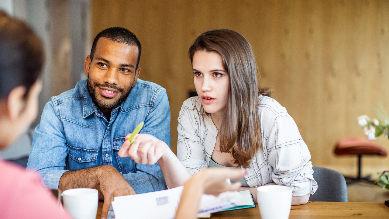 Young couple planning their finances together.
