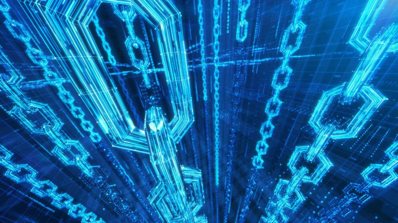 Illustration depicting digital chains.