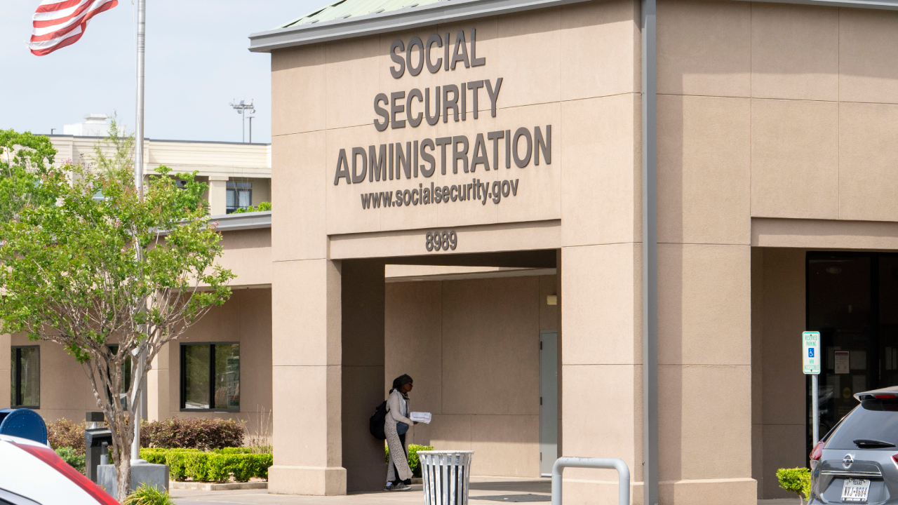 The entrance to a Social Security office in Houston, Texas.