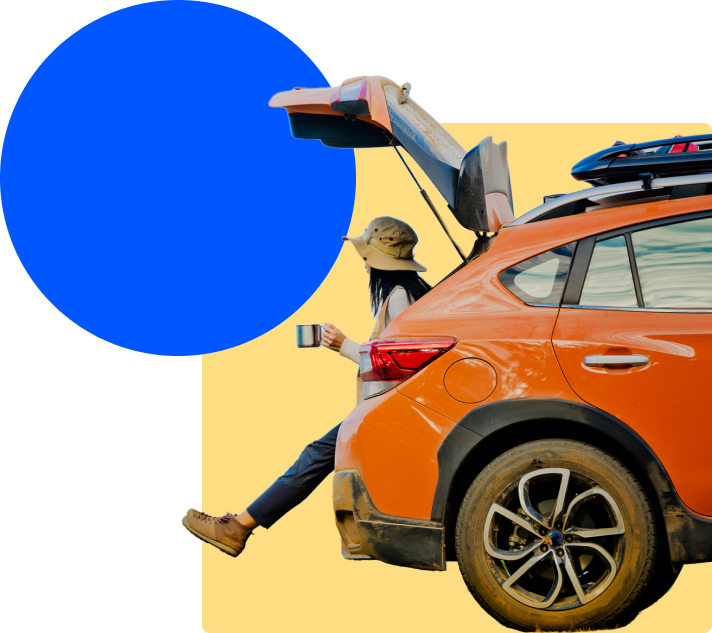 Collage of car and keys with shapes Collage of car and keys with shapes