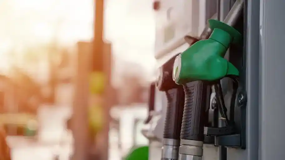 Closeup of gas pump nozzel.